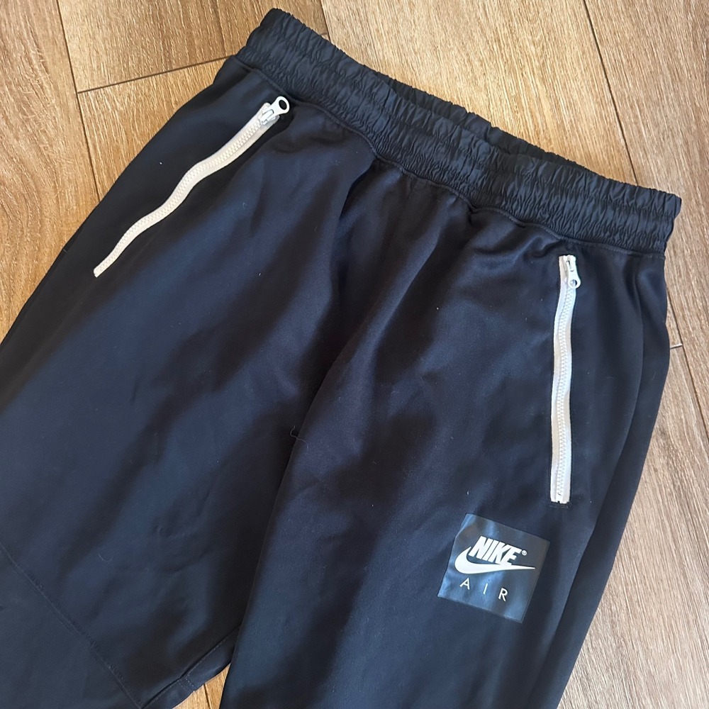 Nike Air Mens Joggers Black White Zip Pockets Tapered Track Pants 918326-010 M